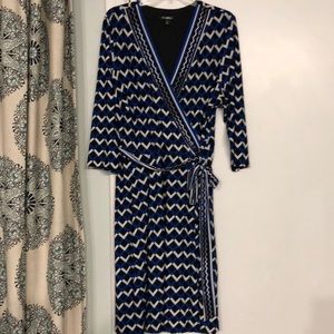 Roz & ALI 3/4 sleeve knit faux wrap dress